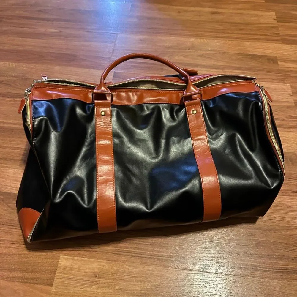 Classic Black and Brown Weekender Duffel Bag - Travel Ready